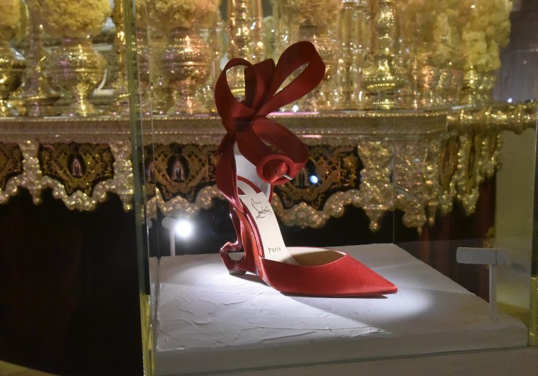 PARIS, FRANCE - JUNE 16:  Shoes designed by Christian Louboutin are exhibited at the 'Christian Louboutin L'Exhibition[niste]' as the exhibition reopens after closure due to the COVID-19 pandemic at Palais De la Porte Doree on June 16, 2020 in Paris, France. (Photo by Foc Kan/WireImage)