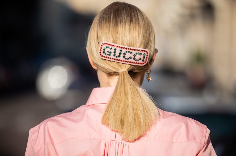 MILAN, ITALY - FEBRUARY 22: Leonie Hanne is seen wearing pink Gucci hair clip outside Ferragamo during Milan Fashion Week Fall/Winter 2020-2021 on February 22, 2020 in Milan, Italy. (Photo by Christian Vierig/Getty Images)